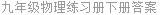 九年级物理练习册下册答案