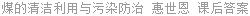 煤的清洁利用与污染防治 惠世恩 课后答案